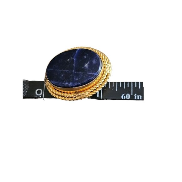 Vintage Brooch With  Blue Sodalite Cabochon & Rope Detail pin - Picture 3 of 4